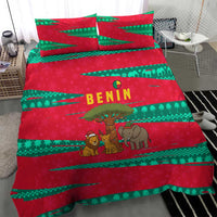 Benin Christmas Bedding Set with Safari Animals Baobab Tree and National Coat of Arms Design - Wonder Print Shop