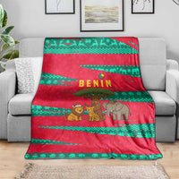 Benin Christmas Blanket with Safari Animals Baobab Tree and National Coat of Arms Design - Wonder Print Shop