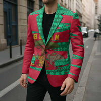 Benin Christmas Blazer with Safari Animals Baobab Tree and National Coat of Arms Design - Wonder Print Shop