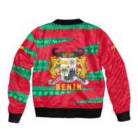 Benin Christmas Bomber Jacket with Safari Animals Baobab Tree and National Coat of Arms Design - Wonder Print Shop