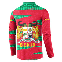 Benin Christmas Button Sweatshirt with Safari Animals Baobab Tree and National Coat of Arms Design - Wonder Print Shop