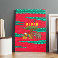 Benin Christmas Canvas Wall Art with Safari Animals Baobab Tree and National Coat of Arms Design - Wonder Print Shop