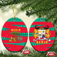 Benin Christmas Ceramic Ornament with Safari Animals Baobab Tree and National Coat of Arms Design - Wonder Print Shop