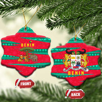 Benin Christmas Ceramic Ornament with Safari Animals Baobab Tree and National Coat of Arms Design - Wonder Print Shop