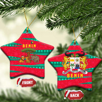 Benin Christmas Ceramic Ornament with Safari Animals Baobab Tree and National Coat of Arms Design - Wonder Print Shop