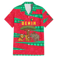 Benin Christmas Family Matching Mermaid Dress and Hawaiian Shirt with Safari Animals Baobab Tree and National Coat of Arms Design - Wonder Print Shop