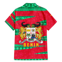 Benin Christmas Family Matching Mermaid Dress and Hawaiian Shirt with Safari Animals Baobab Tree and National Coat of Arms Design - Wonder Print Shop