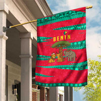 Benin Christmas Garden Flag with Safari Animals Baobab Tree and National Coat of Arms Design - Wonder Print Shop