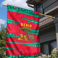 Benin Christmas Garden Flag with Safari Animals Baobab Tree and National Coat of Arms Design - Wonder Print Shop