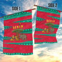 Benin Christmas Garden Flag with Safari Animals Baobab Tree and National Coat of Arms Design - Wonder Print Shop