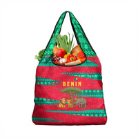 Benin Christmas Grocery Bag with Safari Animals Baobab Tree and National Coat of Arms Design - Wonder Print Shop