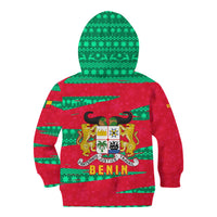 Benin Christmas Kid Hoodie with Safari Animals Baobab Tree and National Coat of Arms Design - Wonder Print Shop