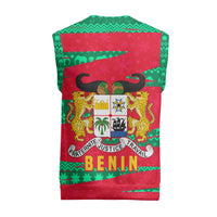 Benin Christmas Knitted V-Neck Vest with Safari Animals Baobab Tree and National Coat of Arms Design - Wonder Print Shop
