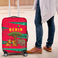 Benin Christmas Luggage Cover with Safari Animals Baobab Tree and National Coat of Arms Design - Wonder Print Shop