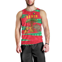 Benin Christmas Men Tank Top with Safari Animals Baobab Tree and National Coat of Arms Design - Wonder Print Shop