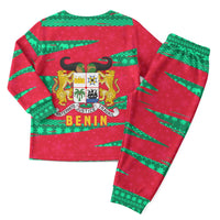 Benin Christmas Pajama Set with Safari Animals Baobab Tree and National Coat of Arms Design - Wonder Print Shop