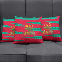Benin Christmas Pillow Cover with Safari Animals Baobab Tree and National Coat of Arms Design - Wonder Print Shop