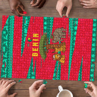 Benin Christmas Puzzle with Safari Animals Baobab Tree and National Coat of Arms Design - Wonder Print Shop