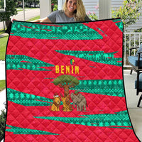 Benin Christmas Quilt with Safari Animals Baobab Tree and National Coat of Arms Design - Wonder Print Shop