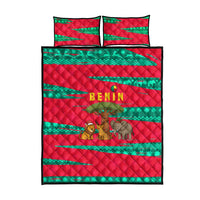 Benin Christmas Quilt Bed Set with Safari Animals Baobab Tree and National Coat of Arms Design - Wonder Print Shop