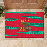 Benin Christmas Rubber Doormat with Safari Animals Baobab Tree and National Coat of Arms Design - Wonder Print Shop