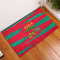 Benin Christmas Rubber Doormat with Safari Animals Baobab Tree and National Coat of Arms Design - Wonder Print Shop
