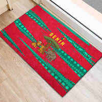 Benin Christmas Rubber Doormat with Safari Animals Baobab Tree and National Coat of Arms Design - Wonder Print Shop