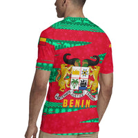Benin Christmas Rugby Jersey with Safari Animals Baobab Tree and National Coat of Arms Design - Wonder Print Shop