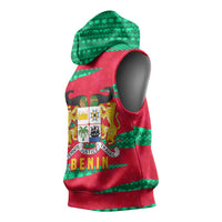 Benin Christmas Sleeveless Hoodie with Safari Animals Baobab Tree and National Coat of Arms Design - Wonder Print Shop