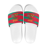 Benin Christmas Slide Sandals with Safari Animals Baobab Tree and National Coat of Arms Design - Wonder Print Shop