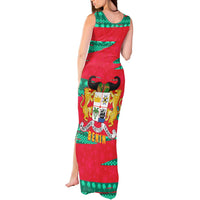 Benin Christmas Tank Maxi Dress with Safari Animals Baobab Tree and National Coat of Arms Design - Wonder Print Shop