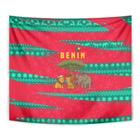 Benin Christmas Tapestry with Safari Animals Baobab Tree and National Coat of Arms Design - Wonder Print Shop