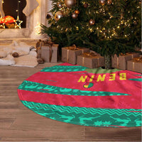 Benin Christmas Tree Skirt with Safari Animals Baobab Tree and National Coat of Arms Design - Wonder Print Shop