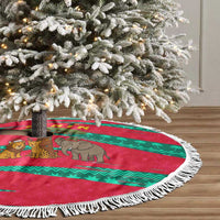 Benin Christmas Tree Skirt with Safari Animals Baobab Tree and National Coat of Arms Design - Wonder Print Shop