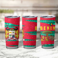 Benin Christmas Tumbler Cup with Safari Animals Baobab Tree and National Coat of Arms Design - Wonder Print Shop
