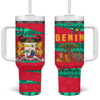 Benin Christmas Tumbler With Handle with Safari Animals Baobab Tree and National Coat of Arms Design - Wonder Print Shop