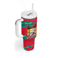 Benin Christmas Tumbler With Handle with Safari Animals Baobab Tree and National Coat of Arms Design - Wonder Print Shop