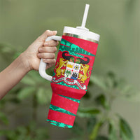 Benin Christmas Tumbler With Handle with Safari Animals Baobab Tree and National Coat of Arms Design - Wonder Print Shop
