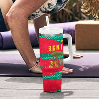Benin Christmas Tumbler With Handle with Safari Animals Baobab Tree and National Coat of Arms Design - Wonder Print Shop