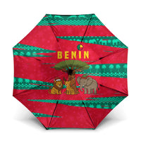 Benin Christmas Umbrella with Safari Animals Baobab Tree and National Coat of Arms Design - Wonder Print Shop