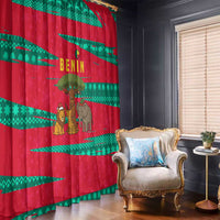 Benin Christmas Window Curtain with Safari Animals Baobab Tree and National Coat of Arms Design - Wonder Print Shop