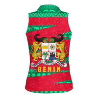 Benin Christmas Women Sleeveless Polo Shirt with Safari Animals Baobab Tree and National Coat of Arms Design - Wonder Print Shop
