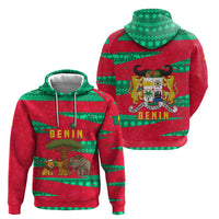 Benin Christmas Zip Hoodie with Safari Animals Baobab Tree and National Coat of Arms Design - Wonder Print Shop