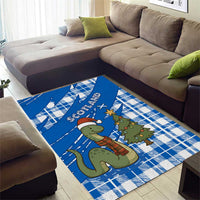 Scotland Christmas Area Rug with Nessie Santa Hat and Blue Tartan Tree - Wonder Print Shop