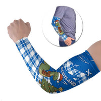 Scotland Christmas Arm Sleeves with Nessie Santa Hat and Blue Tartan Tree - Wonder Print Shop