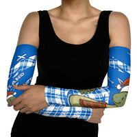 Scotland Christmas Arm Sleeves with Nessie Santa Hat and Blue Tartan Tree - Wonder Print Shop