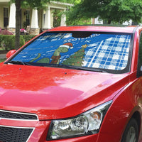 Scotland Christmas Auto Sun Shade with Nessie Santa Hat and Blue Tartan Tree - Wonder Print Shop