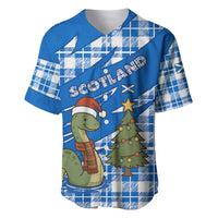 Scotland Christmas Baseball Jersey with Nessie Santa Hat and Blue Tartan Tree - Wonder Print Shop
