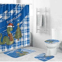 Scotland Christmas Bathroom Set with Nessie Santa Hat and Blue Tartan Tree - Wonder Print Shop