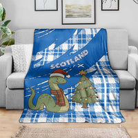 Scotland Christmas Blanket with Nessie Santa Hat and Blue Tartan Tree - Wonder Print Shop